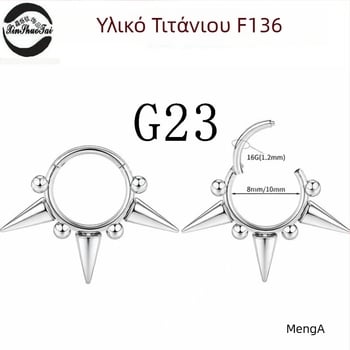 Γεωμετρικό ρινικό δαχτυλίδι από κράμα τιτάνιου με ηλεκτροπλατίωση, unisex απλό στυλ, καθαρότητα 136