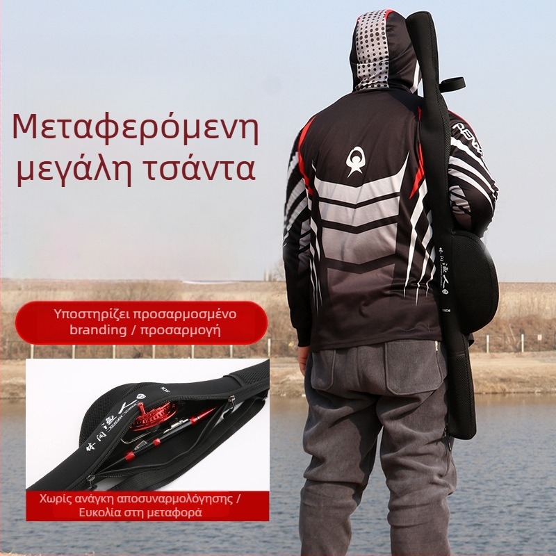 Longhua Τσάντα θαλάσσιου ψαρέματος με μαλακή επένδυση, μπροστινή θήκη για κοντό καλάμι, νάιλον EVA υλικό, πτυσσόμενη και φορητή, συμβατή με reel