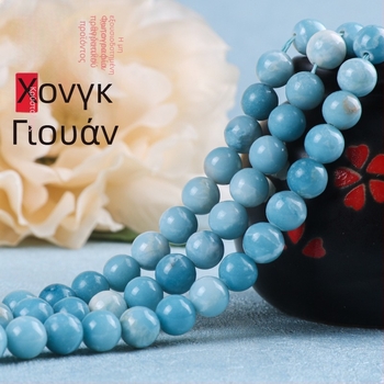 3mm φυσικοί σφαιρικοί κόκκοι από πέτρα με θαλάσσιο μοτίβο για κατασκευή κοσμημάτων