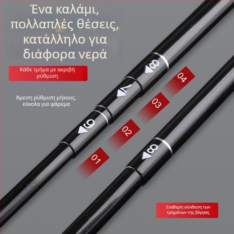 Longshuai Καλάμι Ψαρέματος από ανθρακόνημα, μίνι φορητό, 28 θέσεις ρύθμισης, Ultra‑σύντομο τμηματικό για ψάρεμα σε ρυάκι/ποταμό