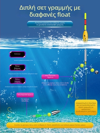 Σετ αλιείας βυθού με αυτόματο εντοπισμό πυθμένα, έτοιμη κύρια γραμμή, νάιλον 100 m