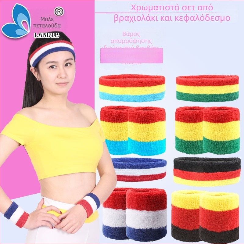 Σετ προστατευτικών καρπού: προστατευτής καρπού, λαστιχάκι κεφαλής και ταινία μαλλιών; πολυεστέρας-βαμβάκι μίξη; κατάλληλο για ποδόσφαιρο, μπάσκετ, μπάντμιντον και γυμναστική; 350 σετ στο πακέτο