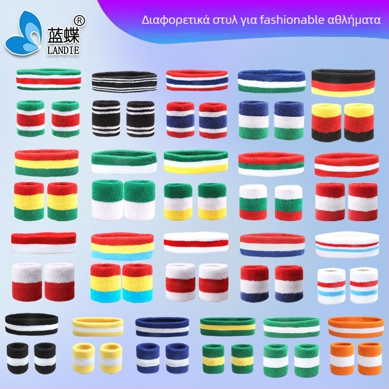 Σετ προστατευτικών καρπού: προστατευτής καρπού, λαστιχάκι κεφαλής και ταινία μαλλιών; πολυεστέρας-βαμβάκι μίξη; κατάλληλο για ποδόσφαιρο, μπάσκετ, μπάντμιντον και γυμναστική; 350 σετ στο πακέτο