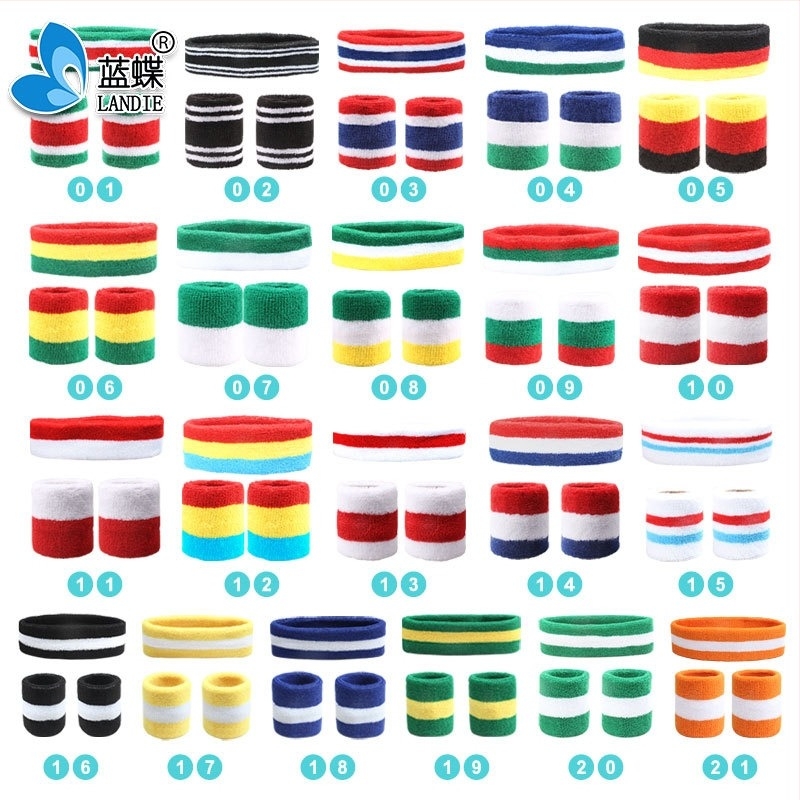 Σετ προστατευτικών καρπού: προστατευτής καρπού, λαστιχάκι κεφαλής και ταινία μαλλιών; πολυεστέρας-βαμβάκι μίξη; κατάλληλο για ποδόσφαιρο, μπάσκετ, μπάντμιντον και γυμναστική; 350 σετ στο πακέτο