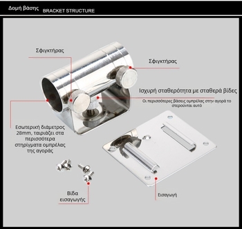 Βάση ομπρέλας για ψάρεμα – ανοξείδωτος χάλυβας, insert τύπου, καθολική παχύτερη κατασκευή, μοντέλο 42752