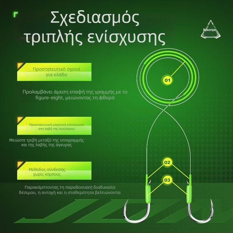 Αλιευτικό αγκίστρι με χάντρες και γραμμή χωρίς κόμπο, τριπλά ενισχυμένο, ελαφρύ