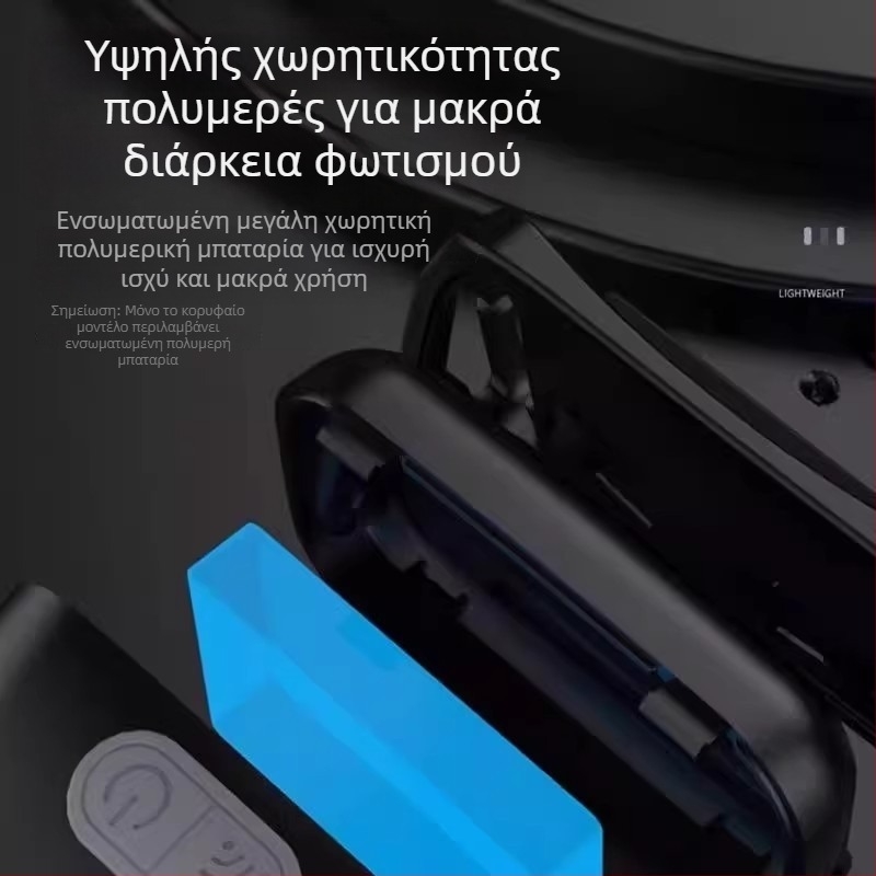 Φακός κεφαλής, επαναφορτιζόμενος, αδιάβροχος, για νυχτερινό ψάρεμα, φορητός