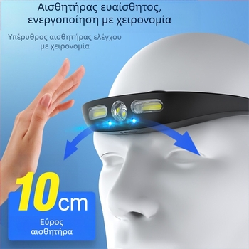 Κεφαλοφακός για υπαίθριους αθλητισμούς | Φως XPG COB, επαναφορτιζόμενη μπαταρία, δέσμη 100 μ, αυτονομία 2,5 ωρών, αδιάβροχος