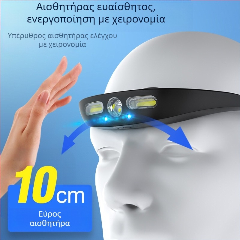 Κεφαλοφακός για υπαίθριους αθλητισμούς | Φως XPG COB, επαναφορτιζόμενη μπαταρία, δέσμη 100 μ, αυτονομία 2,5 ωρών, αδιάβροχος