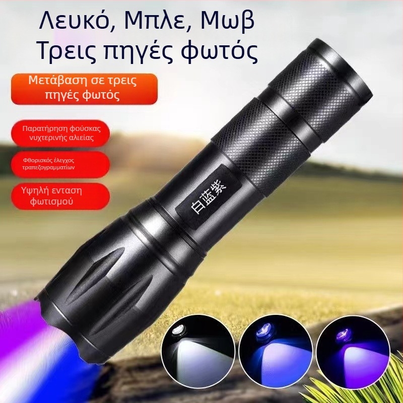 Φακός χειρός 10W LED, 2400 mAh, ζωή LED 100000 ωρών, 18650 κύτταρο μπαταρίας, αλουμινένιο περίβλημα