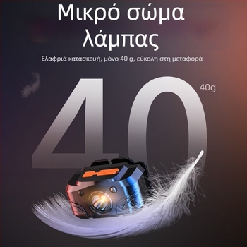 LED κεφαλικός φακός για νυχτερινή αλιεία, επαναφορτιζόμενος, εμβέλεια 200 m, αδιάβροχος, διάρκεια λειτουργίας 2-6 h, βάρος 40 g