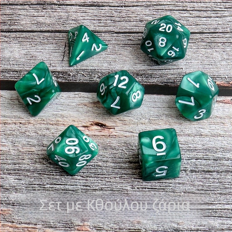 Σετ ζαριών για Cthulhu RPG – ακρυλικά ζάρια με είκοσι πλευρές, γωνιακού σχεδιασμού, 7 τεμάχια, μοντέλο A-0241