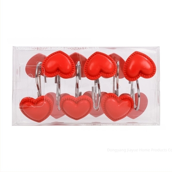 Άγκιστρα κουρτινών από ρητίνη, σε σχήμα καρδιάς, 12 τεμάχια, Jiayue