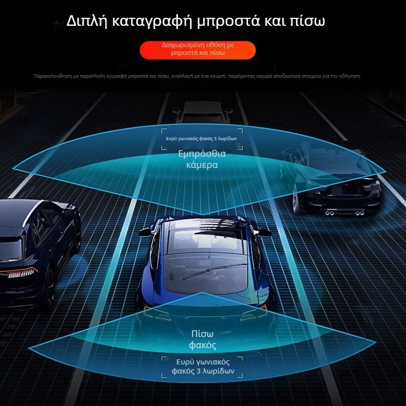 Αυτοκινήτος καθρέφτης με διπλό καταγραφικό – μπροστά και πίσω, 1080p, οθόνη αφής 5,5 ιντσών, ευρυγώνιο 170°, κυκλική εγγραφή