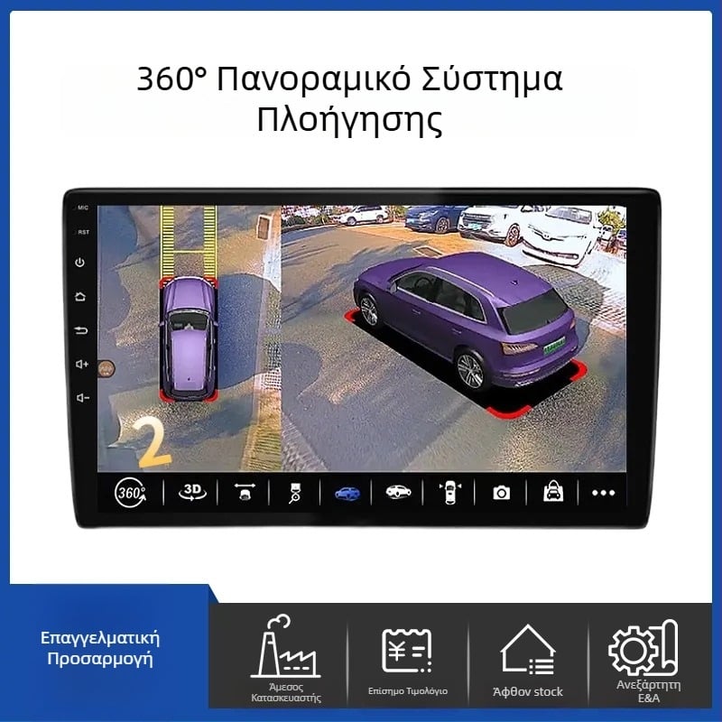 360° Πανοραμική πλοήγηση σε ένα αυτοκινητικό DVR με 1080p νυχτερινή όραση, διπλός φακός, 10 ιντσών οθόνη αφής, τσιπ SONY225