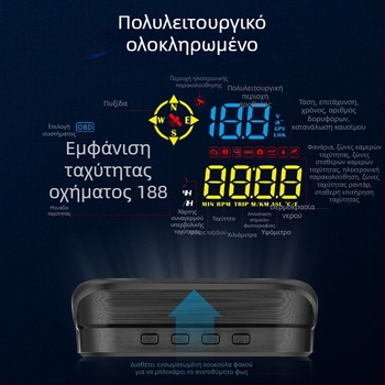 M21 Οθόνη Heads-Up αυτοκινήτου με GPS – Ευρεία συμβατότητα, Διακοσμητικός μετρητή ταχύτητας