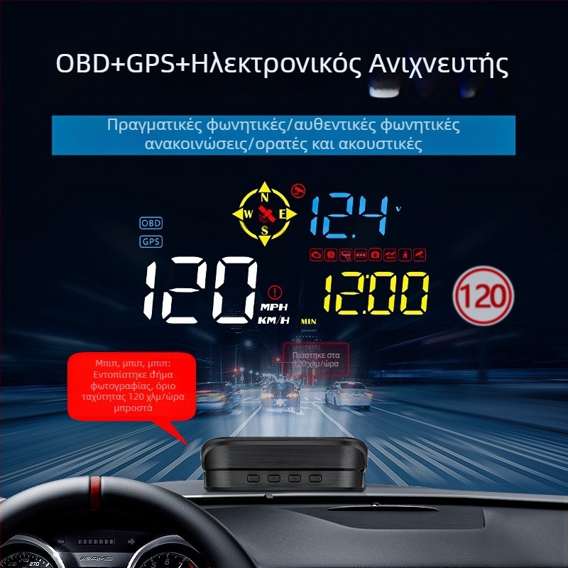 M21 Οθόνη Heads-Up αυτοκινήτου με GPS – Ευρεία συμβατότητα, Διακοσμητικός μετρητή ταχύτητας