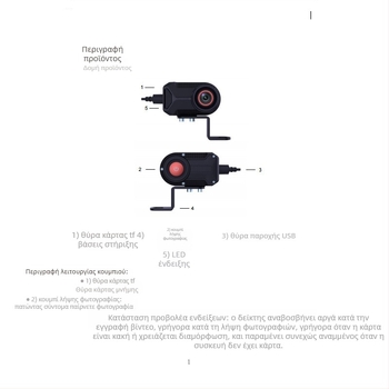 Dash κάμερα μοτοσικλέτας, HD αδιάβροχη, 170° πεδίο όρασης, 2MP, Κάρτα TF έως 128GB, 12V, Μοντέλο C5