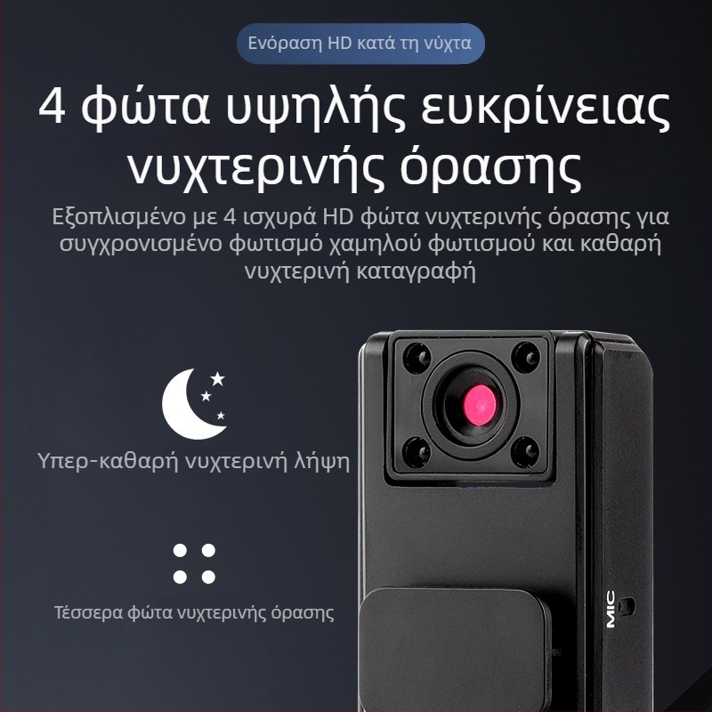 A9 Κλιπ Καταγραφικό Πλάτης, 90° γωνία λήψης, 1 MP, USB διεπαφή, TF Κάρτα έως 128 GB