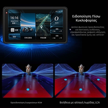 Μοτοσικλετών DVR με CarPlay και προβολή οθόνης, 150° φακός, αισθητήρας 3MP, TF κάρτα έως 128GB, εγκατάσταση στο τιμόνι, 12V