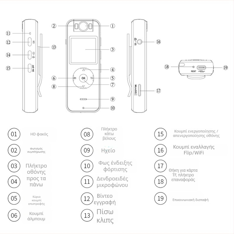 Z09 φορητή Wi‑Fi κάμερα, 1080p, οθόνη LCD 1.4", TF κάρτα, διάρκεια μπαταρίας 5 ωρών