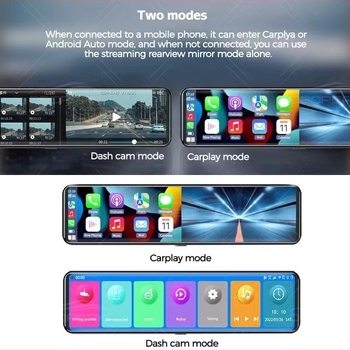 Κάμερα οπισθοπορείας σε καθρέφτη αυτοκινήτου με τρεις φακούς, 2K/1440P, 170° πεδίο θέασης, Wi‑Fi, παρακολούθηση στάθμευσης