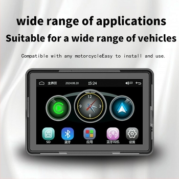 5 ιντσών φορητό αδιάβροχο οθόνη αφής CarPlay για μοτοσικλέτα, ασύρματο CarPlay