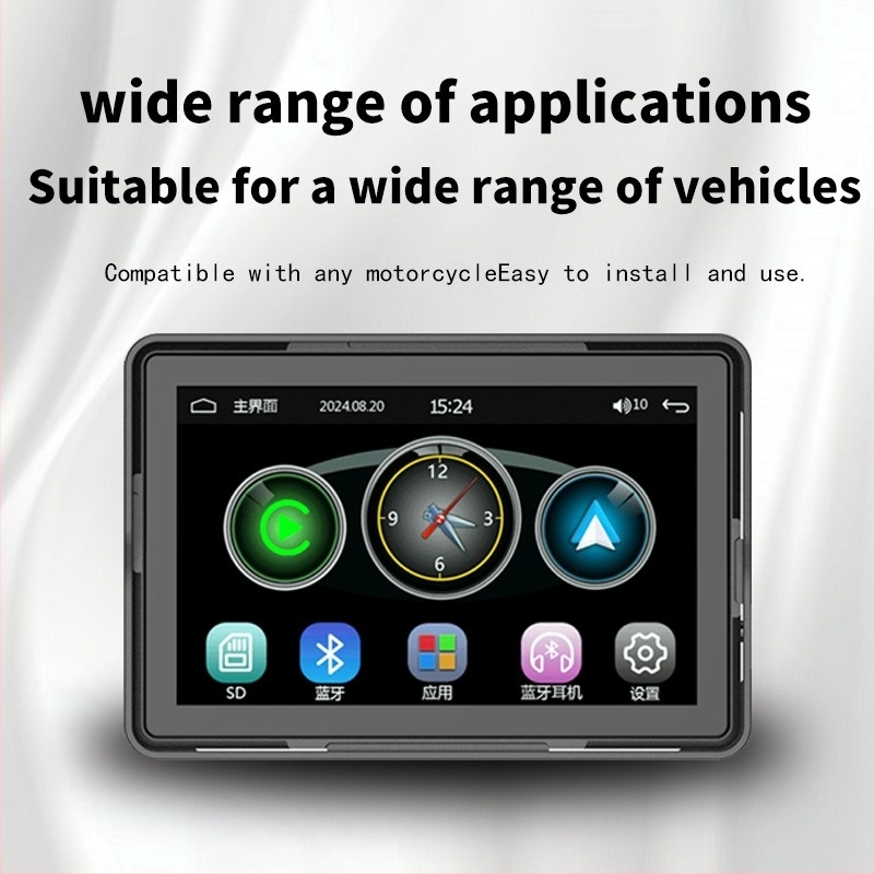 5 ιντσών φορητό αδιάβροχο οθόνη αφής CarPlay για μοτοσικλέτα, ασύρματο CarPlay