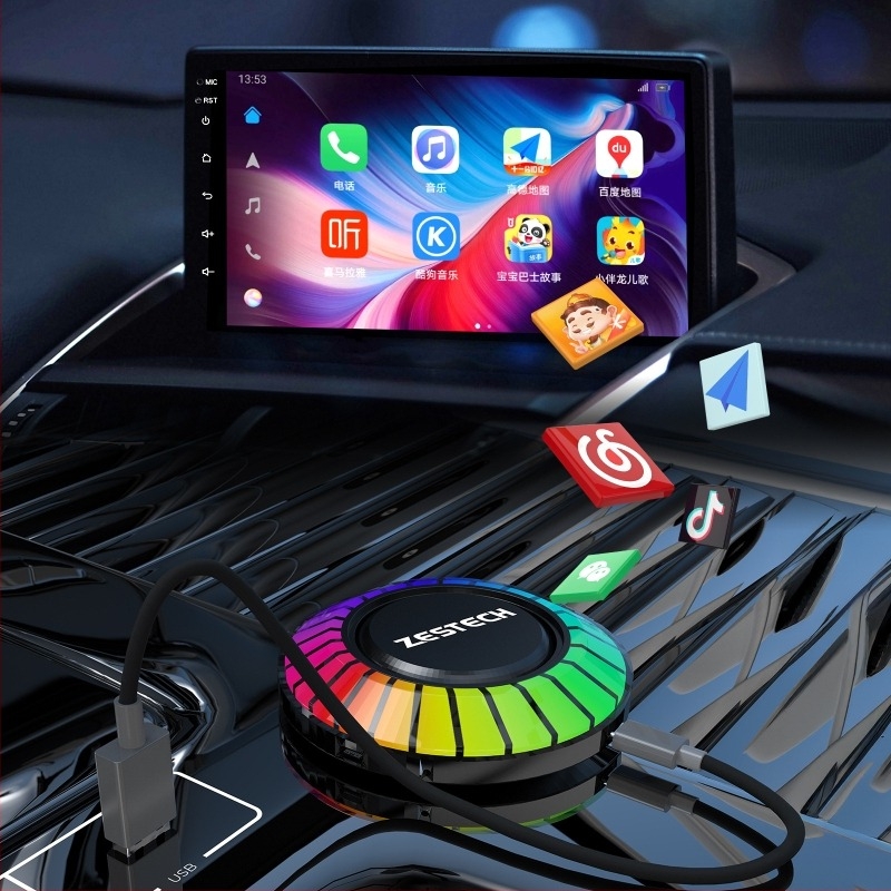 Ασύρματος αντάπτορας CarPlay για ενσύρματο CarPlay με διασύνδεση Android Auto — USB Type-C διεπαφή, Προσαρμοσμένη ανάλυση, χωρίς οθόνη