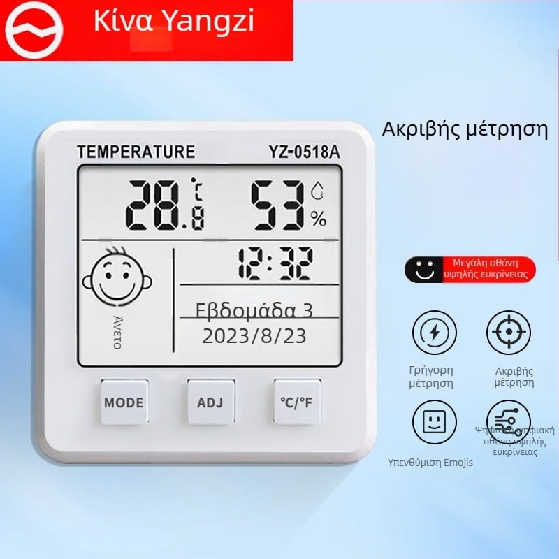 Έξυπνος μετρητής θερμοκρασίας και υγρασίας για εσωτερική χρήση και χρήση σε αυτοκίνητο με LCD οθόνη