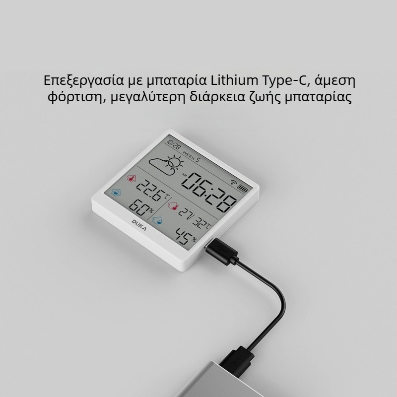 Duke TH3 θερμοϋγραρόμετρο WiFi, υψηλής ακρίβειας, ψηφιακή οθόνη, κολλητό στον τοίχο ή επιτραπέζια τοποθέτηση