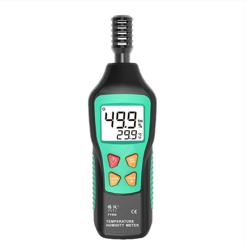 Φορητός ψηφιακός μετρητής θερμοκρασίας και υγρασίας βιομηχανικής κατηγορίας — ανάλυση 0,1, ακρίβεια ±1% θερμοκρασίας και υγρασίας, τροφοδοσία με μπαταρία 9V