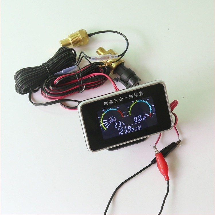 Μετρητής LCD τρία σε ένα: θερμοκρασία νερού, τάση και πίεση λαδιού, 24V