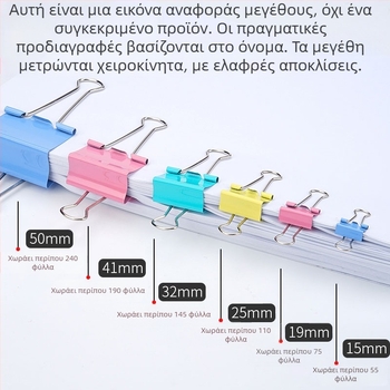 Χρωματιστά μεταλλικά κλιπ για έγγραφα, χαρτιά και βιβλία