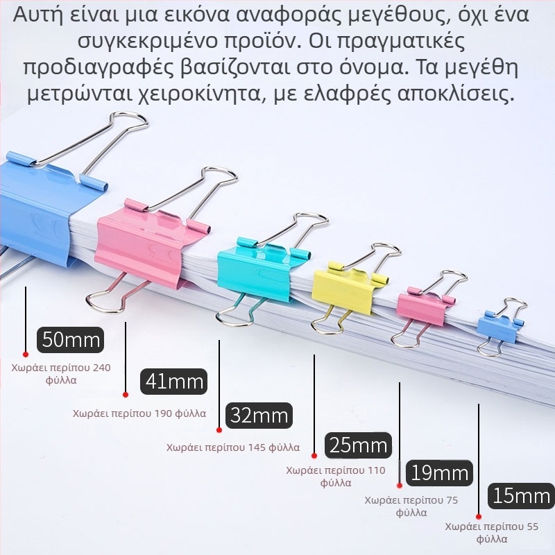 Χρωματιστά μεταλλικά κλιπ για έγγραφα, χαρτιά και βιβλία