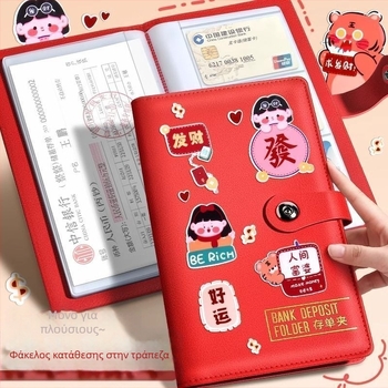 Οργανωτής τραπεζικών βιβλίων και εγγράφων – μοντέλο G30014, 40 σελίδες, θήκη για βιβλιάριο και αποθήκευση χαρτονομισμάτων