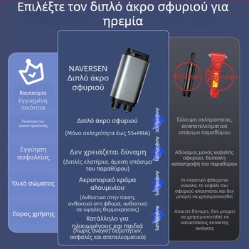 Navison Οχημα-μονταρισμένος πλήρως μεταλλικός σωτήριος σφυρί για θραύση παραθύρων, έκτακτη διαφυγή, πολυλειτουργικός, κεφαλή από tungsten steel