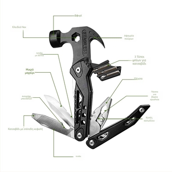 Αναδιπλούμενο Gooseneck σφυρί – πολυλειτουργικό εργαλείο, κεφαλή από χάλυβα υψηλής αντοχής, ανθεκτικό σε εκρήξεις και κραδασμούς, μεταλλική λαβή