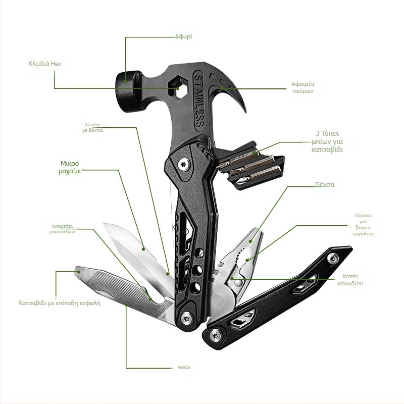 Αναδιπλούμενο Gooseneck σφυρί – πολυλειτουργικό εργαλείο, κεφαλή από χάλυβα υψηλής αντοχής, ανθεκτικό σε εκρήξεις και κραδασμούς, μεταλλική λαβή