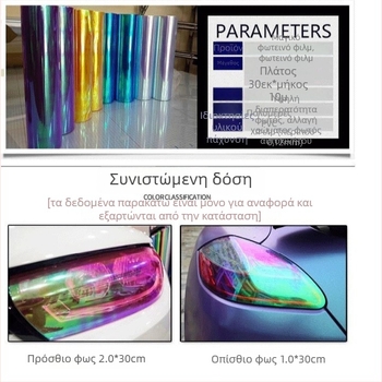 Ainoli Symphony Series PVC Φιλμ Ασφαλείας για Φώτα Αυτοκινήτου και Φώτα Μοτοσικλέτας - Προσαρμόσιμο