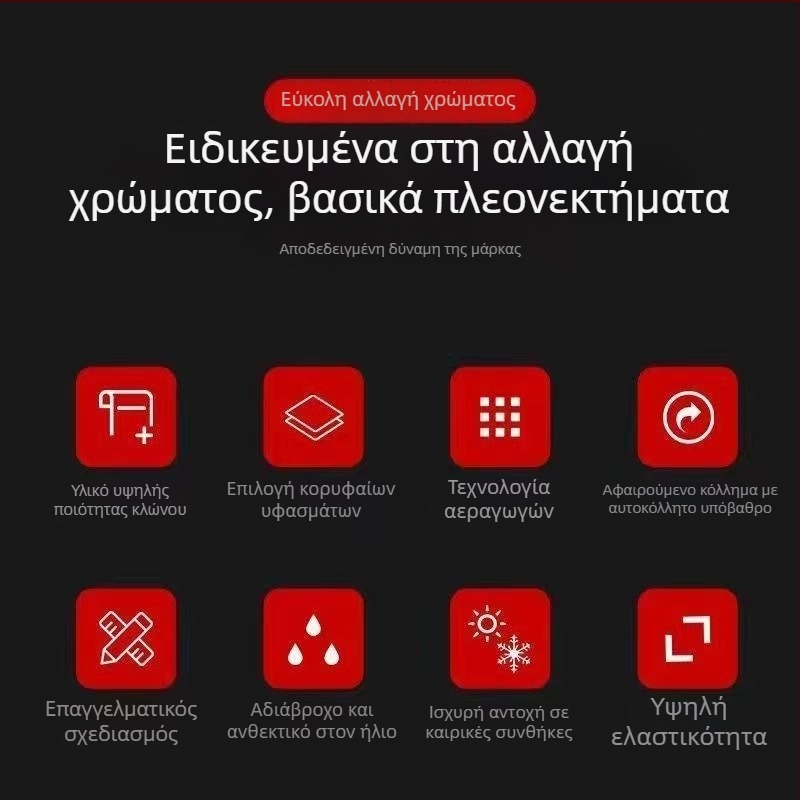 Φιλμ προστασίας εσωτερικού αυτοκινήτου με υφή ανθοκαρβονικού σχεδίου (ευέλικτη βάση; PVC υλικό; 2ετής εγγύηση; εύκολη τοποθέτηση με κανάλια διαφυγής αέρα; UV-ανθεκτική επίστρωση)