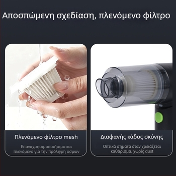 Ασύρματος φορητός καθαριστής αυτοκινήτου για υγρό-ξηρό καθάρισμα με φωτισμό | 7.4V, 48W, 4500Pa