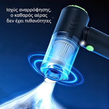 Ασύρματος φορητός καθαριστής αυτοκινήτου για υγρό-ξηρό καθάρισμα με φωτισμό | 7.4V, 48W, 4500Pa