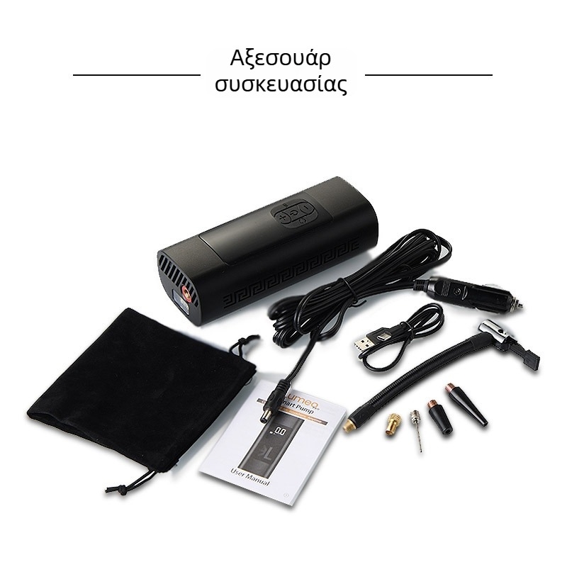 Φορητή ασύρματη αντλία αέρα αυτοκινήτου με LED φως και συναγερμό, με μετρητή πίεσης ελαστικών και φόρτιση USB — 220W, 30 L/min, ψηφιακή οθόνη