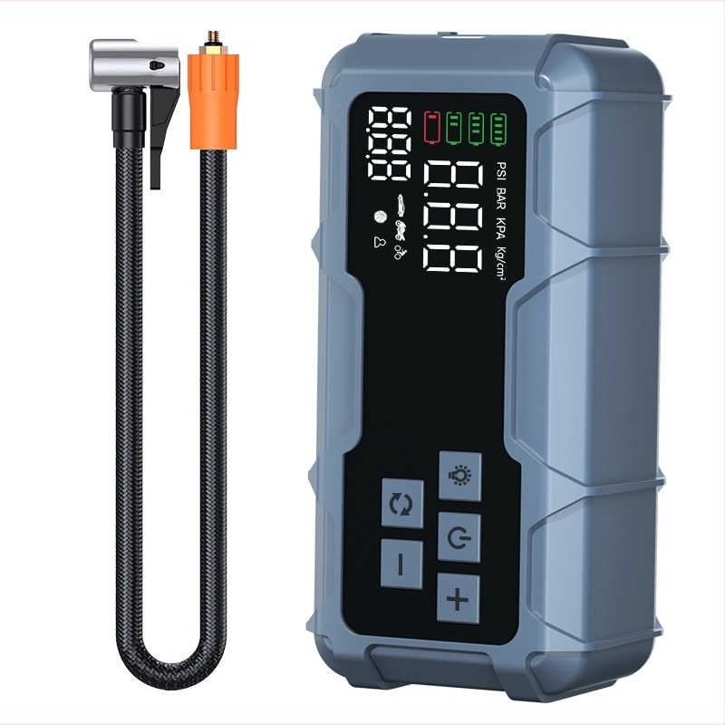 Αντλία έκτακτης ανάγκης για ελαστικά αυτοκινήτου με ψηφιακή οθόνη, 12V, 100W, 30 L/min, τροφοδοσία USB, μονοκυλινδρική, με μετρητή πίεσης ελαστικών, LED φως, φόρτιση USB, δυνατότητα παραμετροποίησης