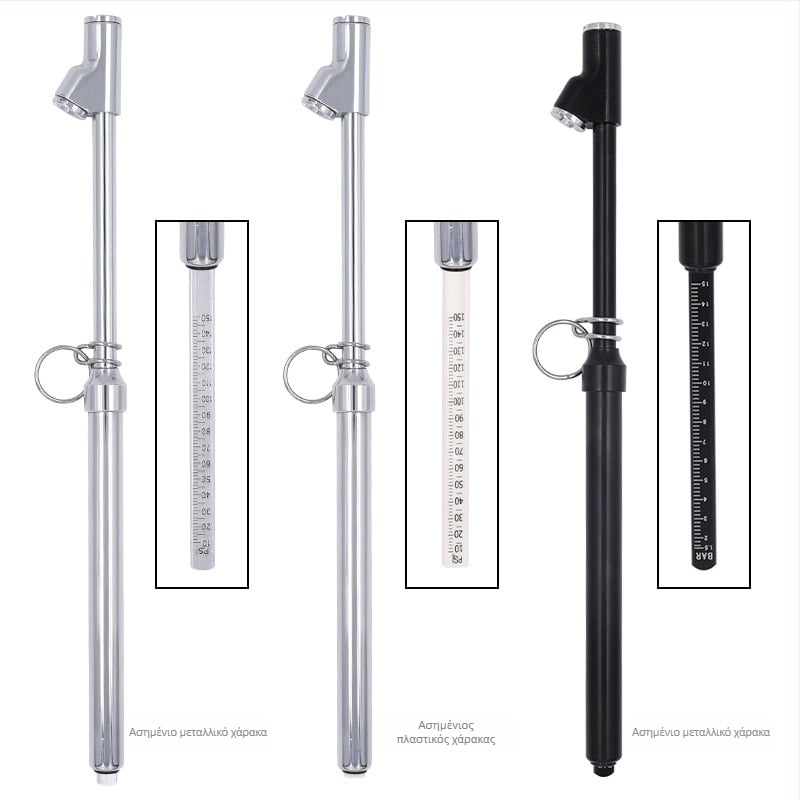 Στυλό-μετρητής πίεσης ελαστικών φορτηγού, διπλής κεφαλής από ανοξείδωτο χάλυβα, 10–150 psi, ακρίβεια 3 psi