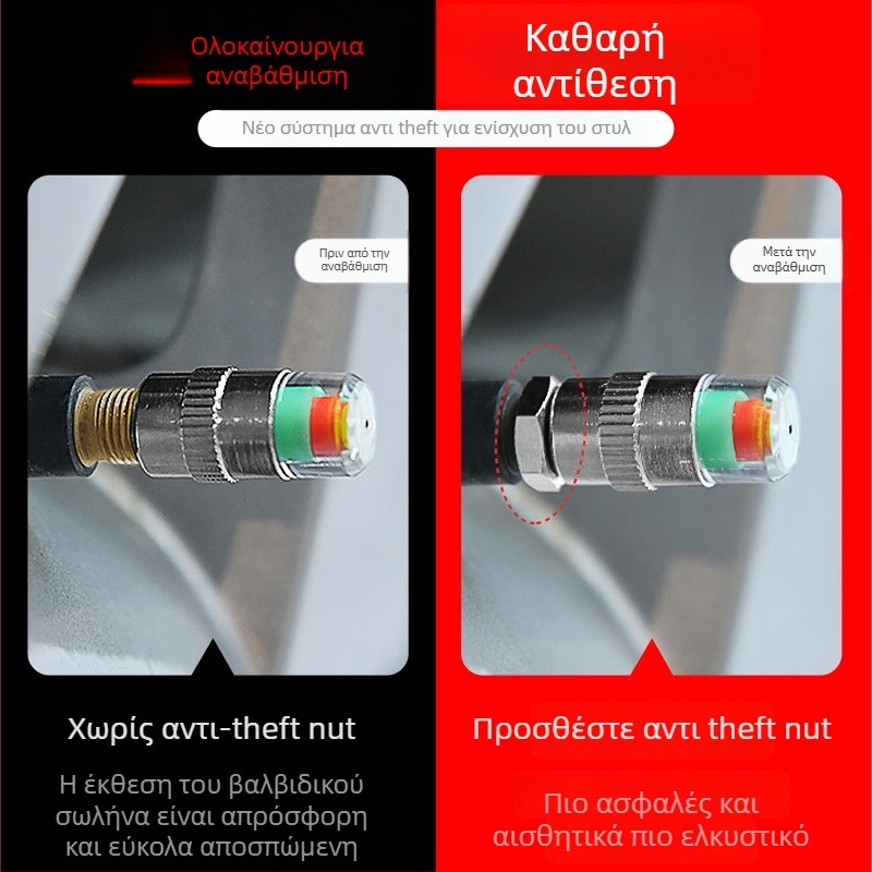 Ανιχνευτής πίεσης ελαστικών αυτοκινήτου με προειδοποιτικό καπάκι βαλβίνας, μηχανικός μετρητής πίεσης, μοντέλο 111, εύρος πίεσης 2–2.4, κατάλληλο για μικρά αυτοκίνητα και καθολική συμβατότητα