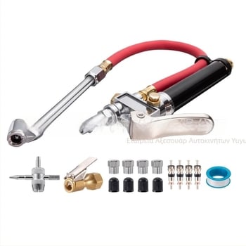 Σετ μέτρησης πίεσης ελαστικών αυτοκινήτου – SMT 5216, αλουμινένιος σωλήνας, εύρος 10–120 psi, ακρίβεια ≤2 psi, νήμα 1/4 NPT