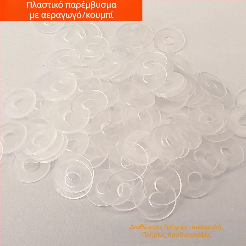 Λευκές πλαστικές eyelet φλάντζες, 633/831, για κουμπώματα snap και I-buckle, διαφανείς