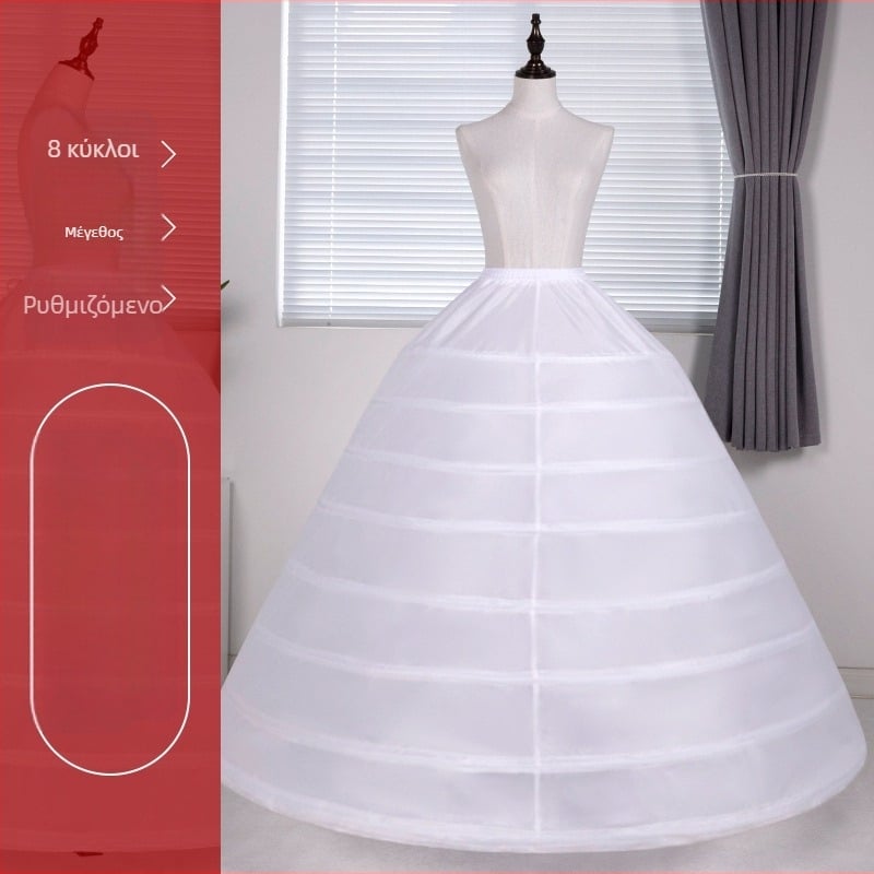 Υποστήριξη φούστας γάμου με τρεις μεταλλικούς δακτυλίους, φούστα από πολυεστερική ταφέτα, για ενήλικες, άνοιξη 2023